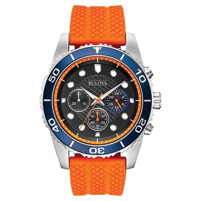 Bulova Men's Sport Chronograph Orange Silicone Quartz Watch 43MM 98A204