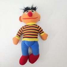 VTG Ernie Sesame Street Plush Doll 10" Stuffed Toy Vintage 1980s Collectible