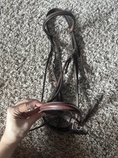 Pony/Cob size brown leather schooling english bridle (no reins)