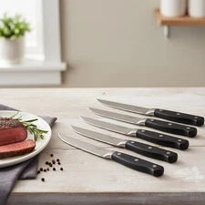8-Piece Kitchen Steak Knife Set - 4.5" Serrated, Durable Black Stainless Steel