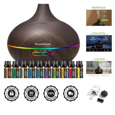 Elegant Ultrasonic Aroma Diffuser - 10 Essential Oils & Auto Shutoff Feature