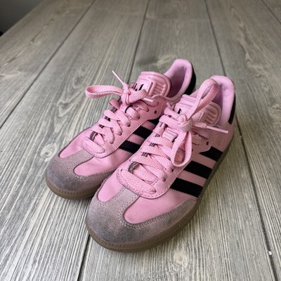 Ladies ADIDAS SAMBA Pink & Black MESSI Sneakers Shoes- Sz 2.5 Eu 34, - EUC