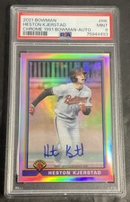 2021 Bowman Chrome Baseball Heston Kjerstad 1991 Chrome Auto SN:28/30 PSA MINT 9