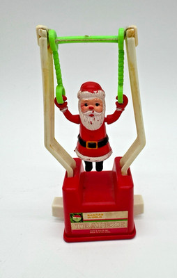 Vintage Kurt Adler Christmas Santa Tricky Trapeze Toy WORKS Hong Kong 5-1/4 