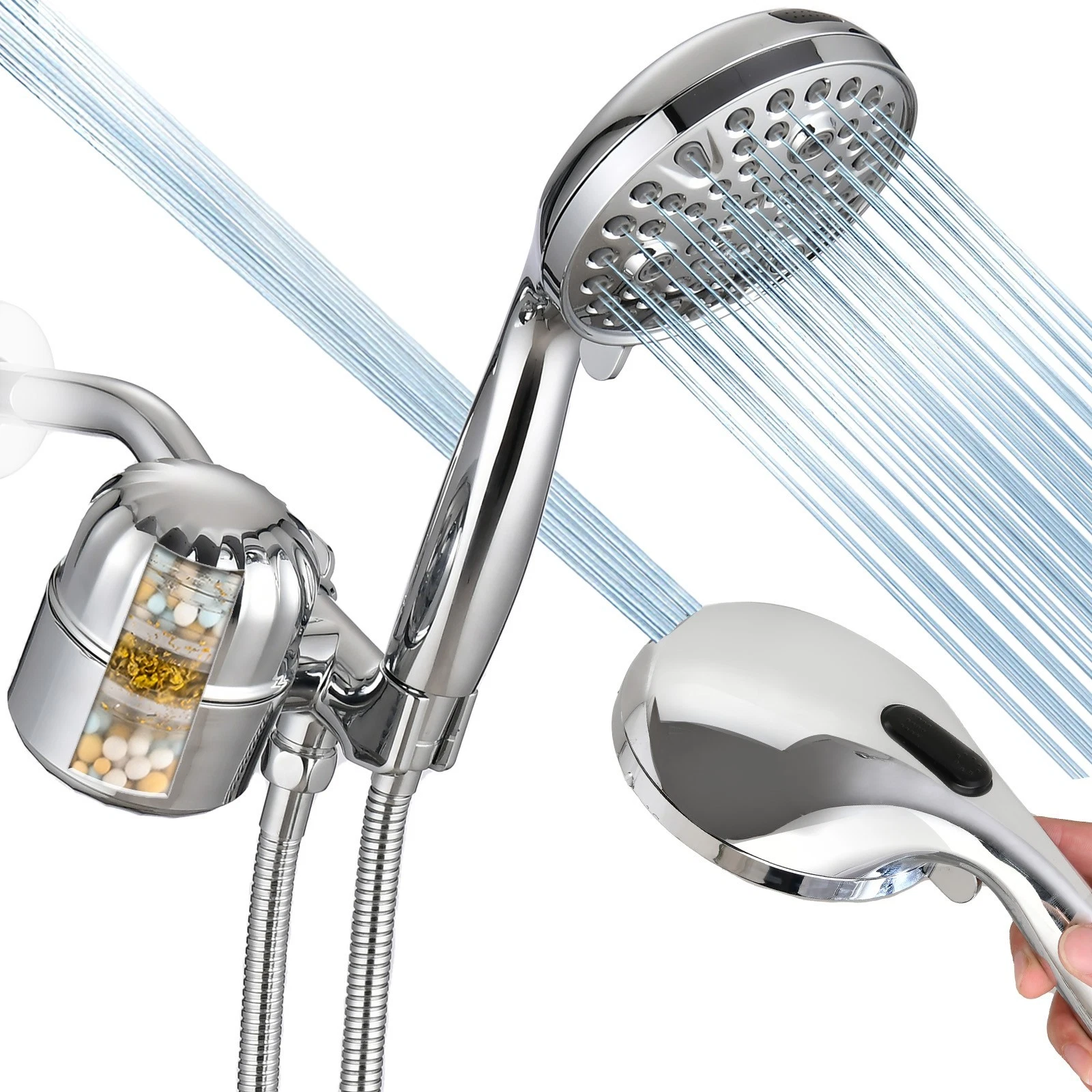 High Pressure Filtered Handheld Shower Head with 10 Settings