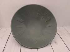 Vintage MCM Bowl Sage Green International China Footed With Lines 10"