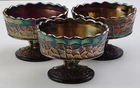 (Set of 3) Vintage Amethyst Carnival Glass Sherbet Berry Dishes