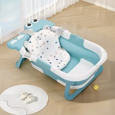 Portable Foldable Baby Bath Tub with Temperature Indicator & Cushion Bath Pad