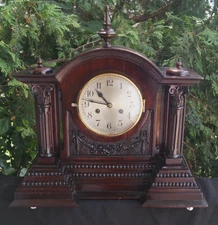 Antique C 1905 DRGM Mahogany German Mantle Clock - VIDEO - UNUSUAL - VERY ORNATE