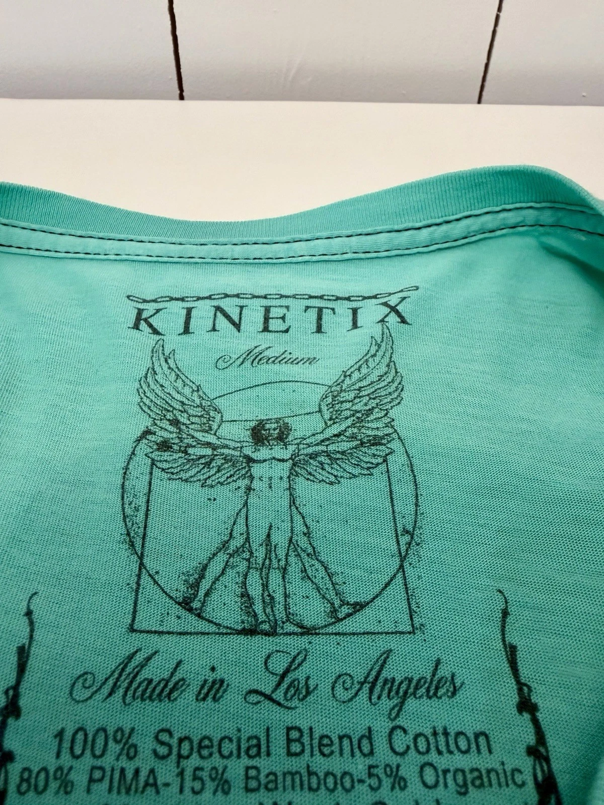 Kinetix Men's M Green V-Neck Graphic Print Short Sleeve Cotton Bamboo T-Shirt image 3