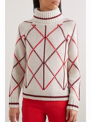 Bogner solange intarsia cashmere turtleneck sweater Size S
