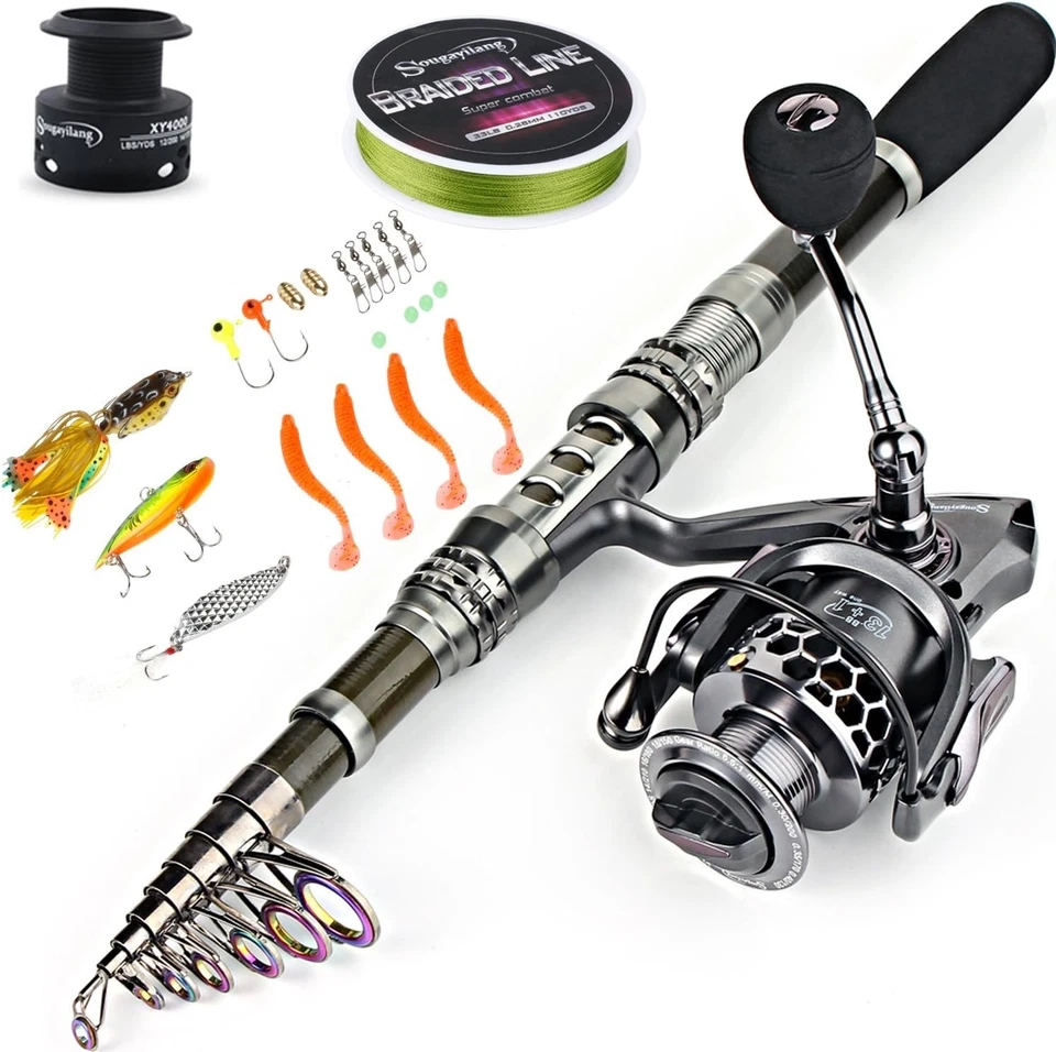 Carbon Fiber Fishing Rod Reel Combo Kit - Image 4 of 4