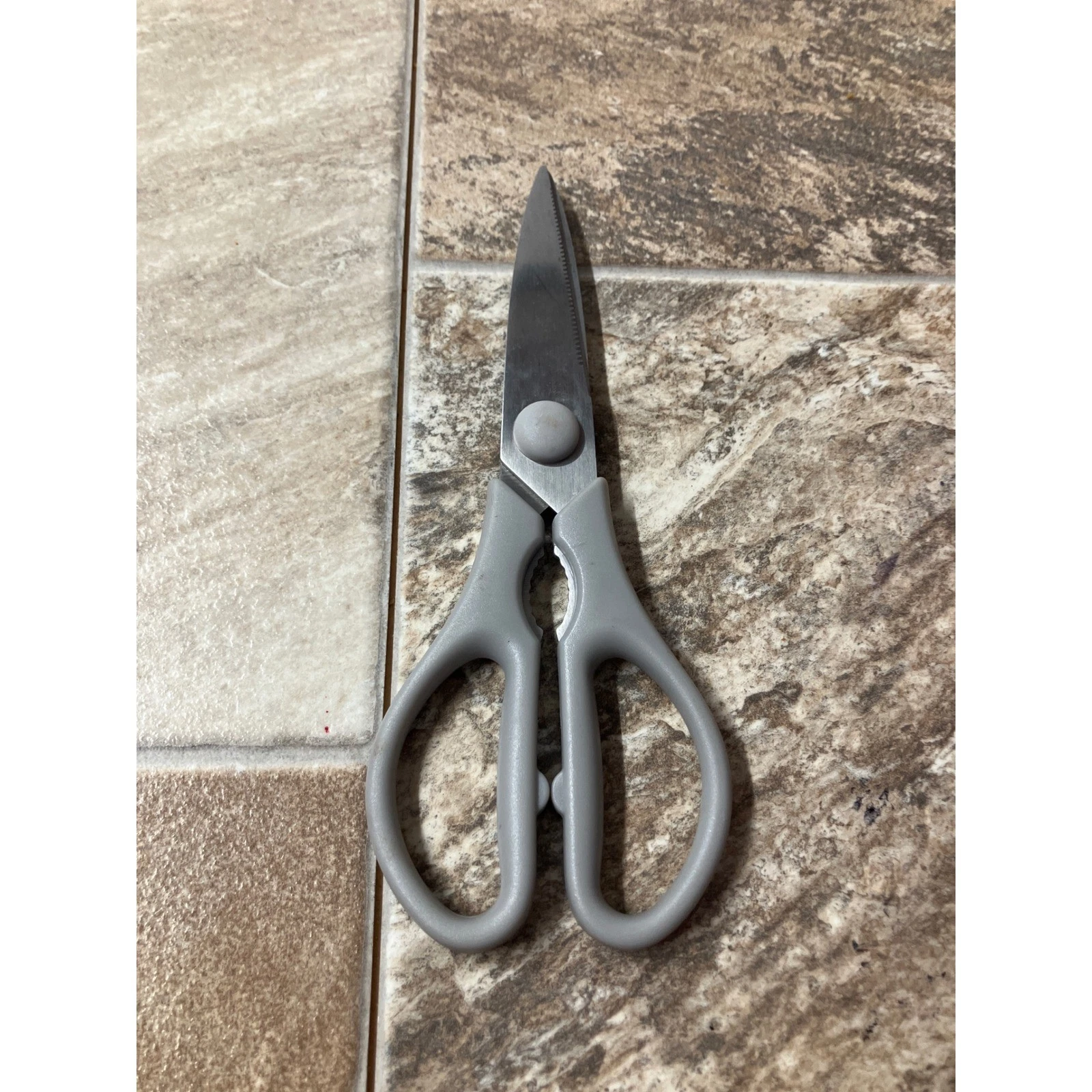 Gray Multi-Purpose Kitchen Shears Stainless Steel Serrated Scissors Nutcracker