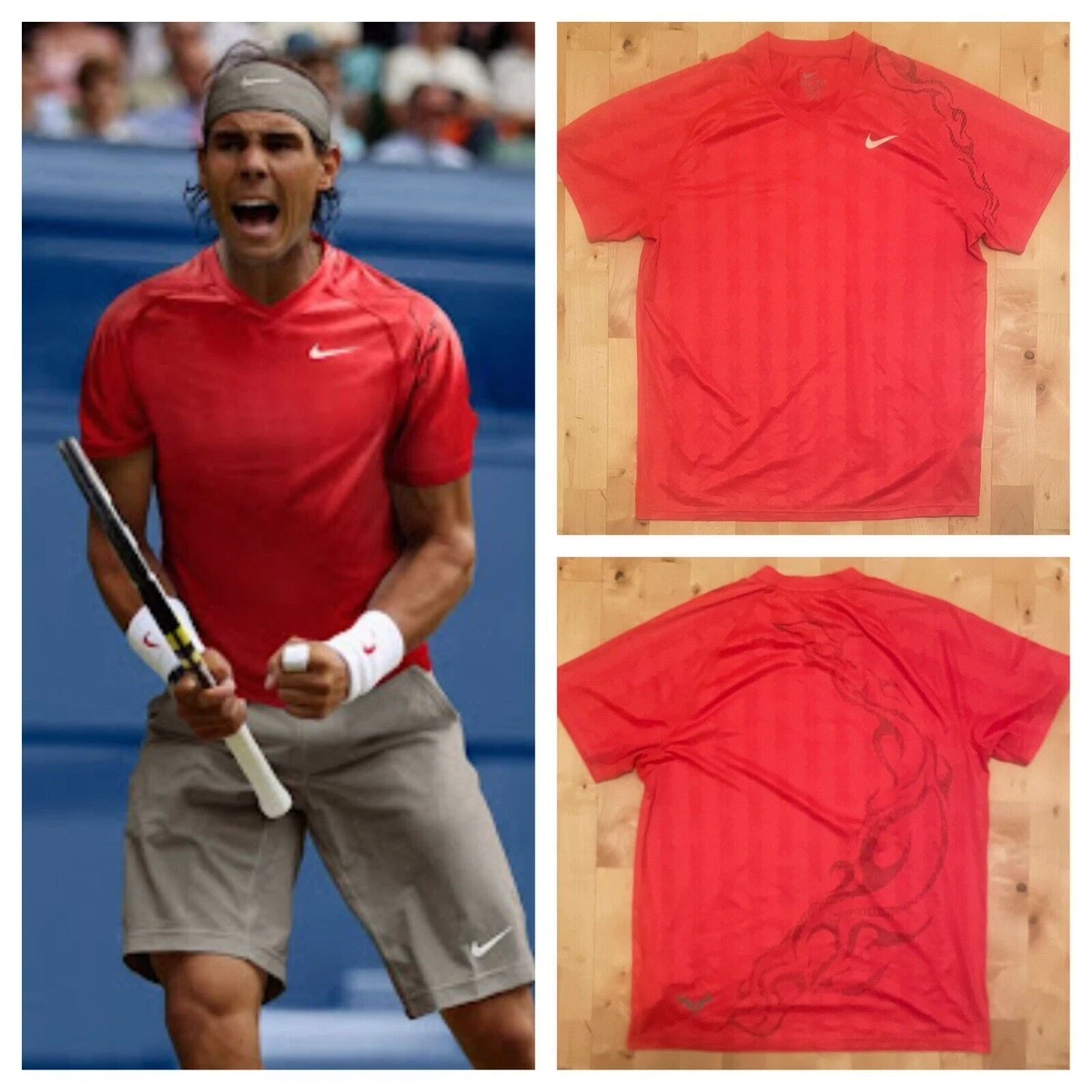 Nike Rafa Nadal Fearless Fuego 2011 Australian Open Tennis Shirt Top Size L