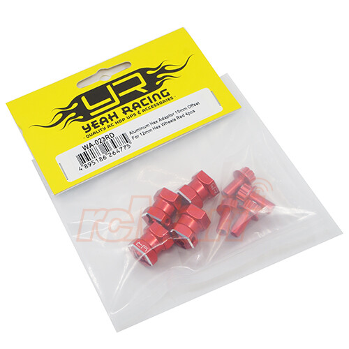 Yeah Racing Aluminum Hex Adaptor 15mm Offset For 12mm Hex Wheels Red #WA-023RD - Picture 2 of 4