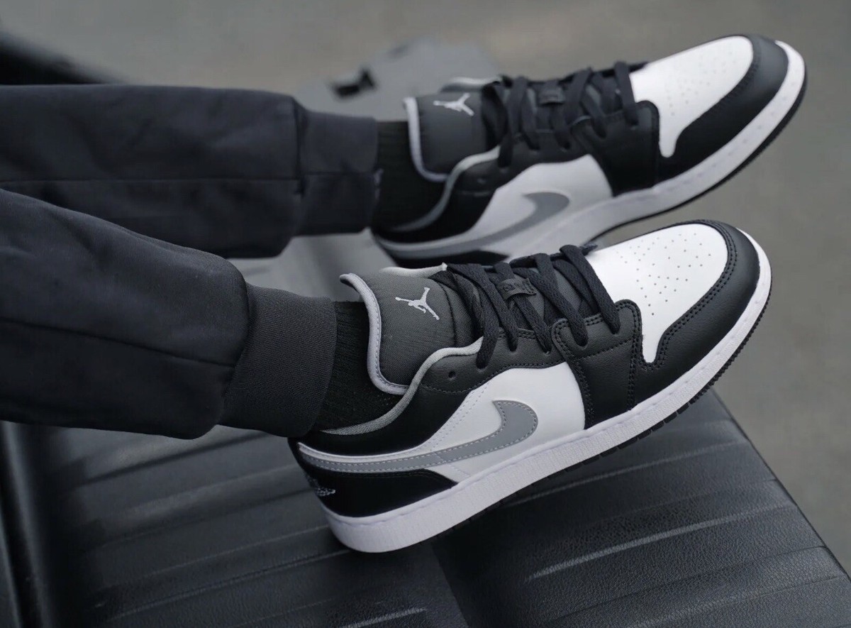 Air Jordan 1 Low Black White Grey (GS) 553560-040 Sz 7Y