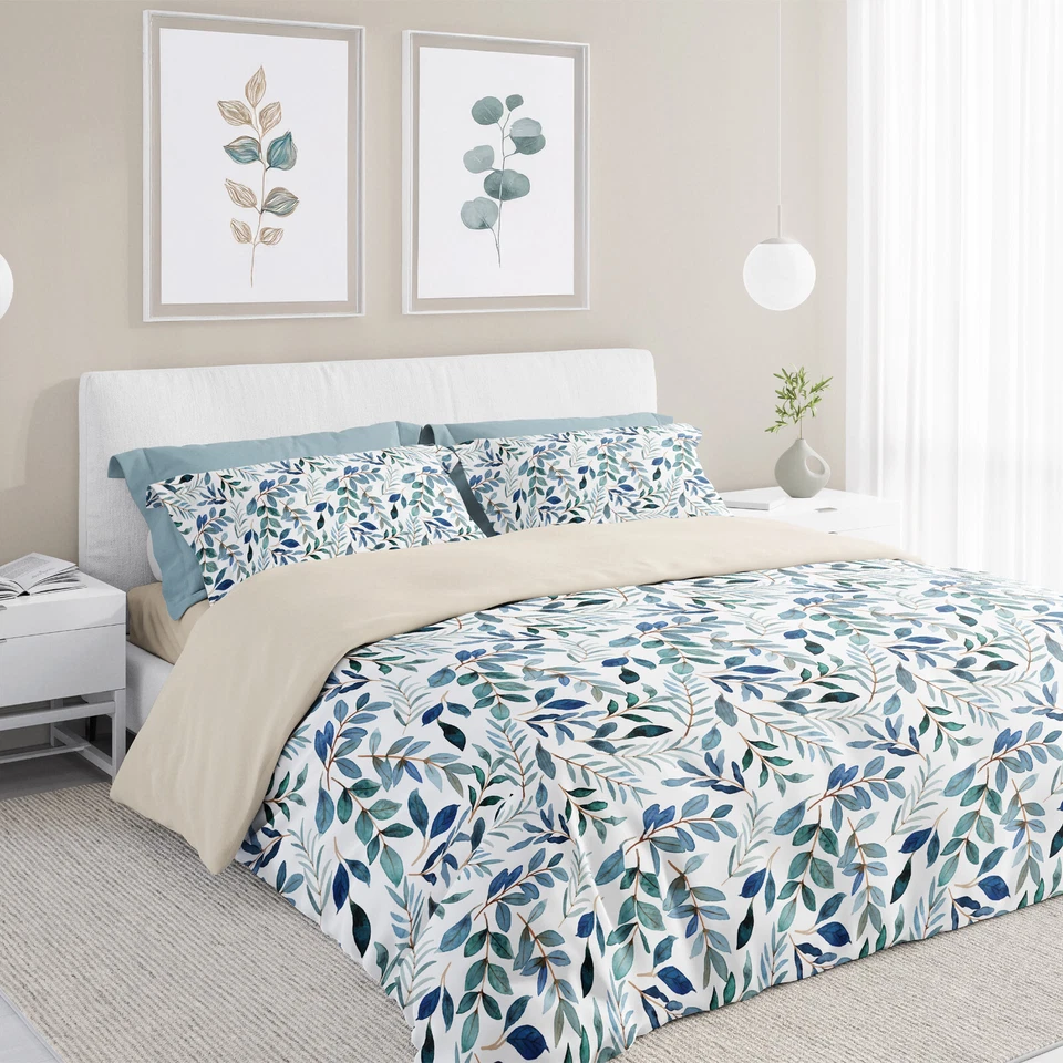 Botanical Duvet Cover & Pillow Shams #1 Eucalyptus Country French Farmhouse - Image 3 of 4