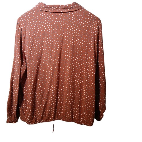 No Boundaries Orange Polka Dot XXXL Juniors Long Sleeve Blouse Top Shirt - Picture 2 of 6