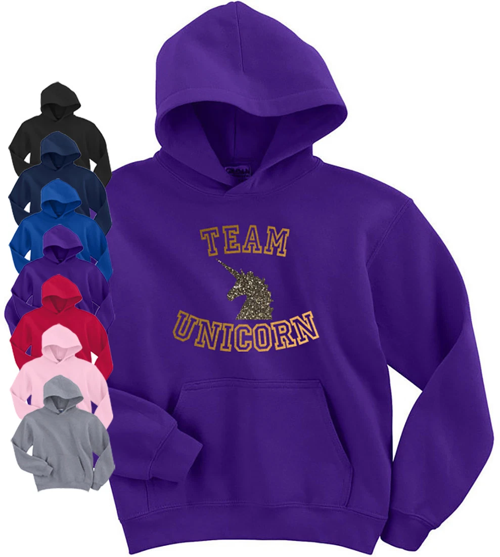 Team Unicorn hoodie sparkle and gold print MLP friendship is magic
