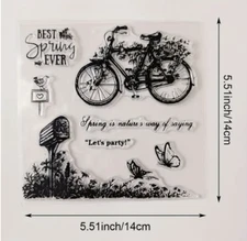 bicycle clear stamps spring Card NEW Free Ship