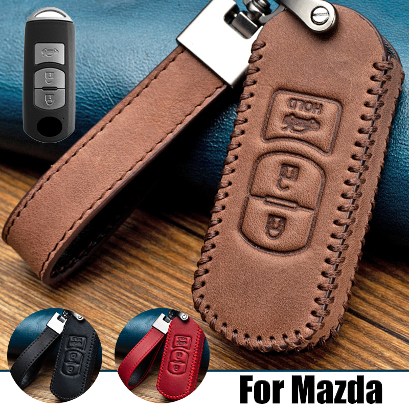 Premium Leather Key Cover for Mazda 2 3 5 CX-3 CX-5 CX-7 Atenza Axela
