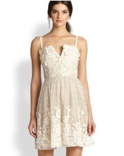 Alice+Olivia Deborah Bustier Floral Applique Mini Dress Size 0