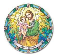 SAINT JOSEPH DOUBLE SIDED STAINED GLASS EFFECT SUN CATCHER WINDOW DOOR STICKER