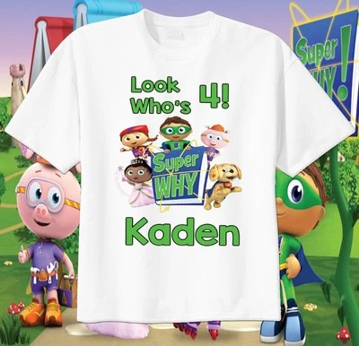 GILDAN SUPER WHY Custom T-shirt Personalize tshirt Birthday gift, Tee Tshirt Whyatt Pig