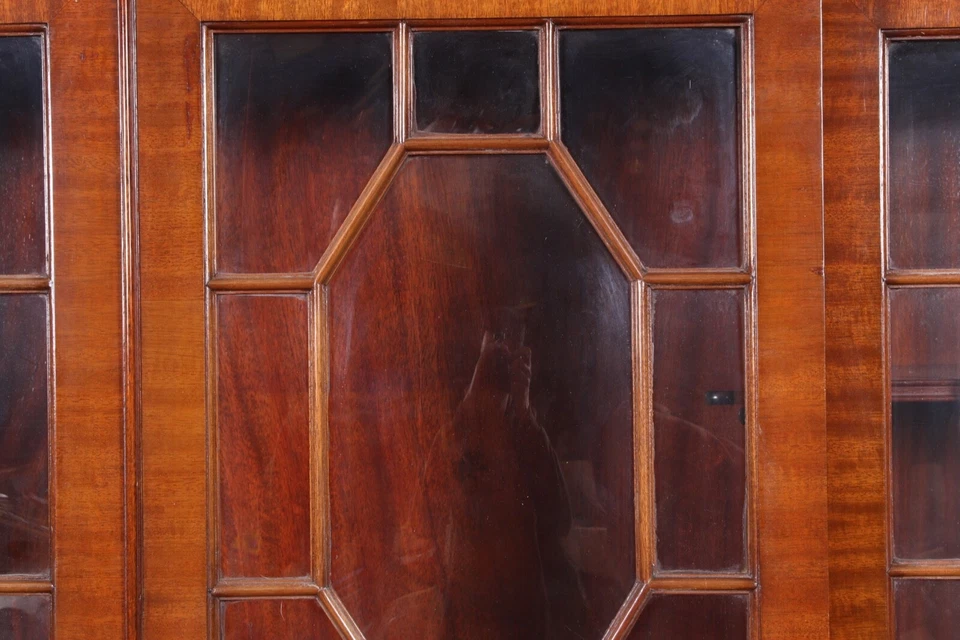 复古桃花心木英国格鲁吉亚风格气泡玻璃破损书柜柜 — 第 4/4 张图片