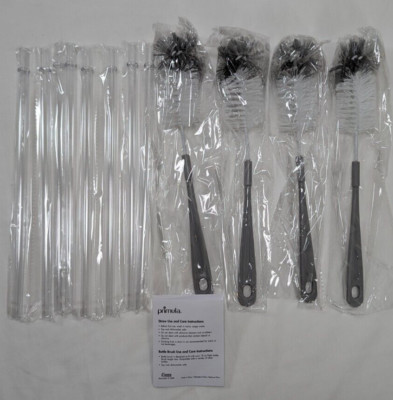 Primula SlimTumbler Accessory Set 8 Reusable Plastic Straws & 4 Bottle Brushes
