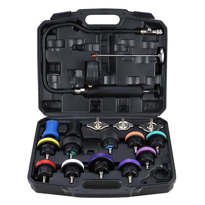 18PC Auto Radiator Pressure Cooling Leak Tester Kit Cap Pump