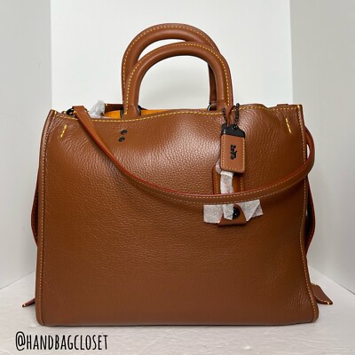 Coach Rogue 36 Glovetanned Leather Top Handle Saddle Brown