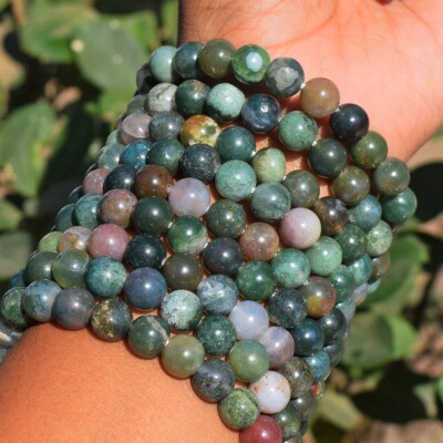 Awesome Stretchable Moss Agate 1 Pcs Bracelet  93.00 Cts Beaded  VK 04 E566
