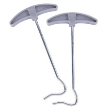 Pack of 2 Tent Peg Pullers Removers Extractors Steel Hook with Plastic Handles