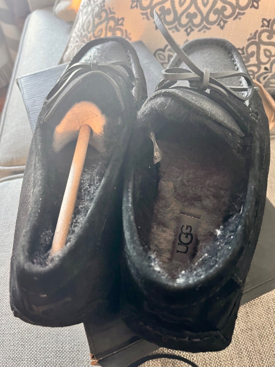UGG BYRON BLACK BOMBER SUEDE/ SHEEPSKIN MOCCASIN SLIPPERS UGG BYRON BLACK BOMBER SUEDE/ SHEEPSKIN MOCCASIN SLIPPERS