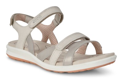 Ecco Cruise II Sandalen Sandaletten Riemchen grau metallic beige Leder 821833
