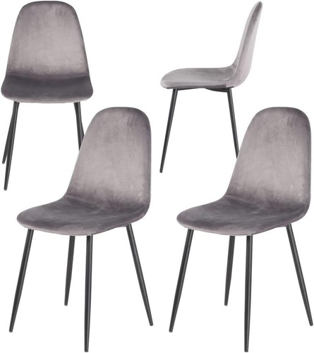 Sedia Poltroncina in Velluto Set 4pz Sedie per Sala da Pranzo Ristorante Grigio - Foto 7 di 7