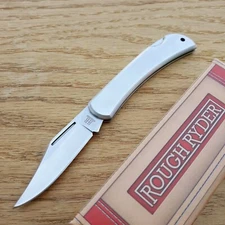 Rough Ryder Lockback Folding Knife 2.63" 440 Steel Clip Blade Stainless Handle