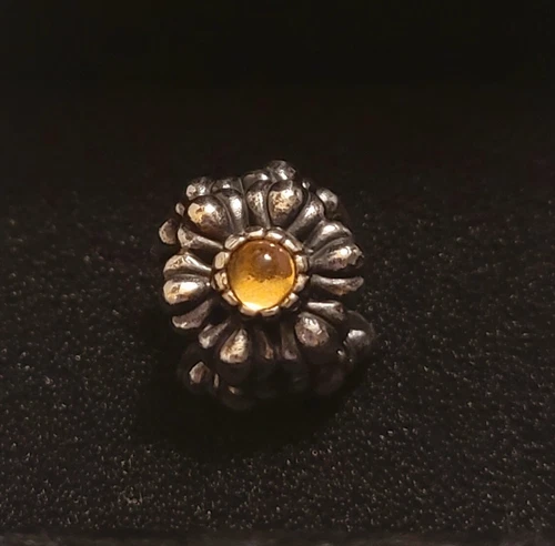 Celebrate with PANDORA Sterling Silver Citrine November Birthday Blooms Charm #790580CIG
