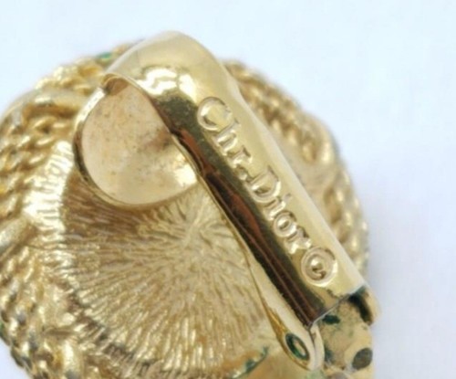 Orecchini Vintage Christian Dior Placcati Oro Finte Perle Centrate Clip On Firmati - Foto 8 di 9