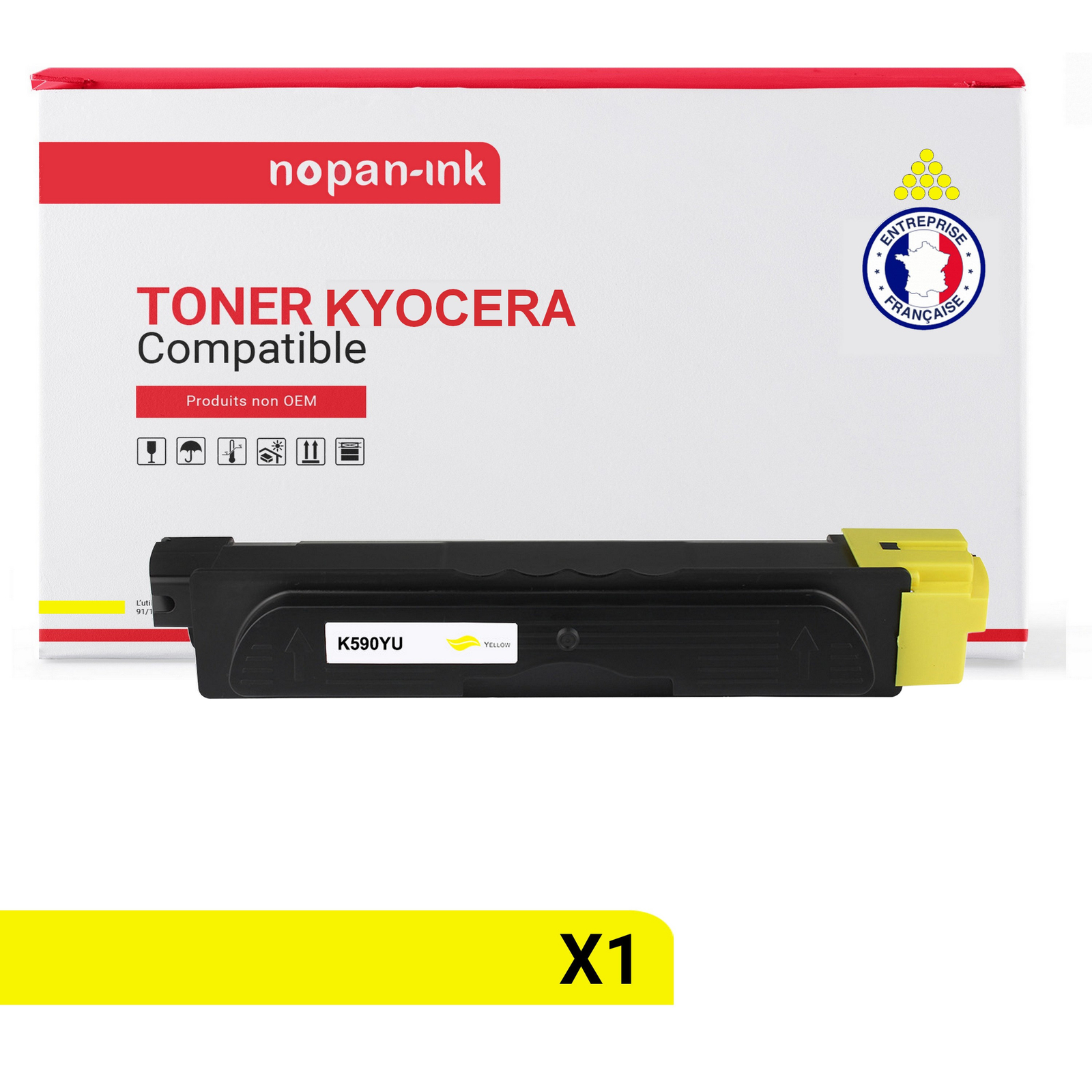 Toner jaune TK-590Y compatible Kyocera par Nopan-Ink pour imprimante laser