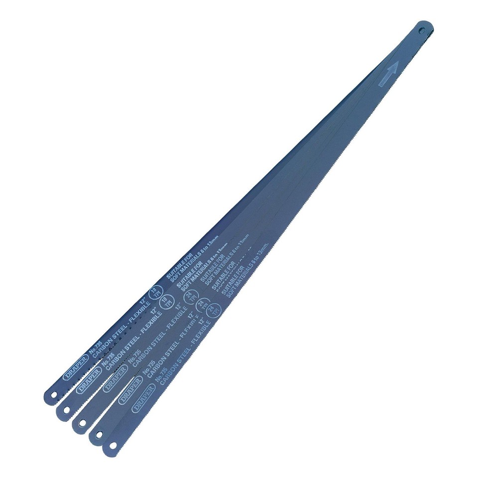 Draper Hacksaw Blades Flexible Carbon Steel 300mm 18 TPI & 24 TPI 5