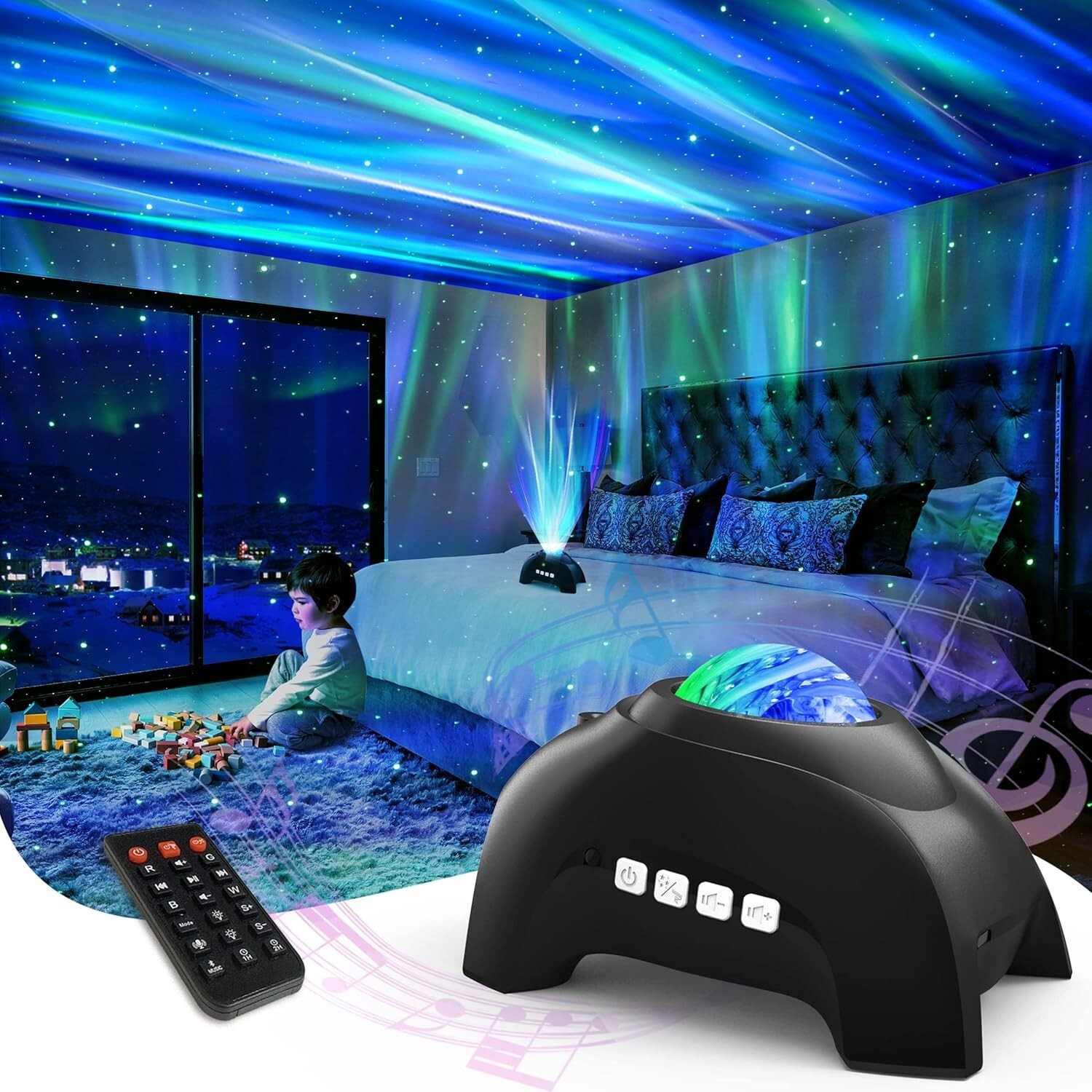 3-in-1 Northern Lights Aurora Projector & Bluetooth Speaker for Home Ambiance