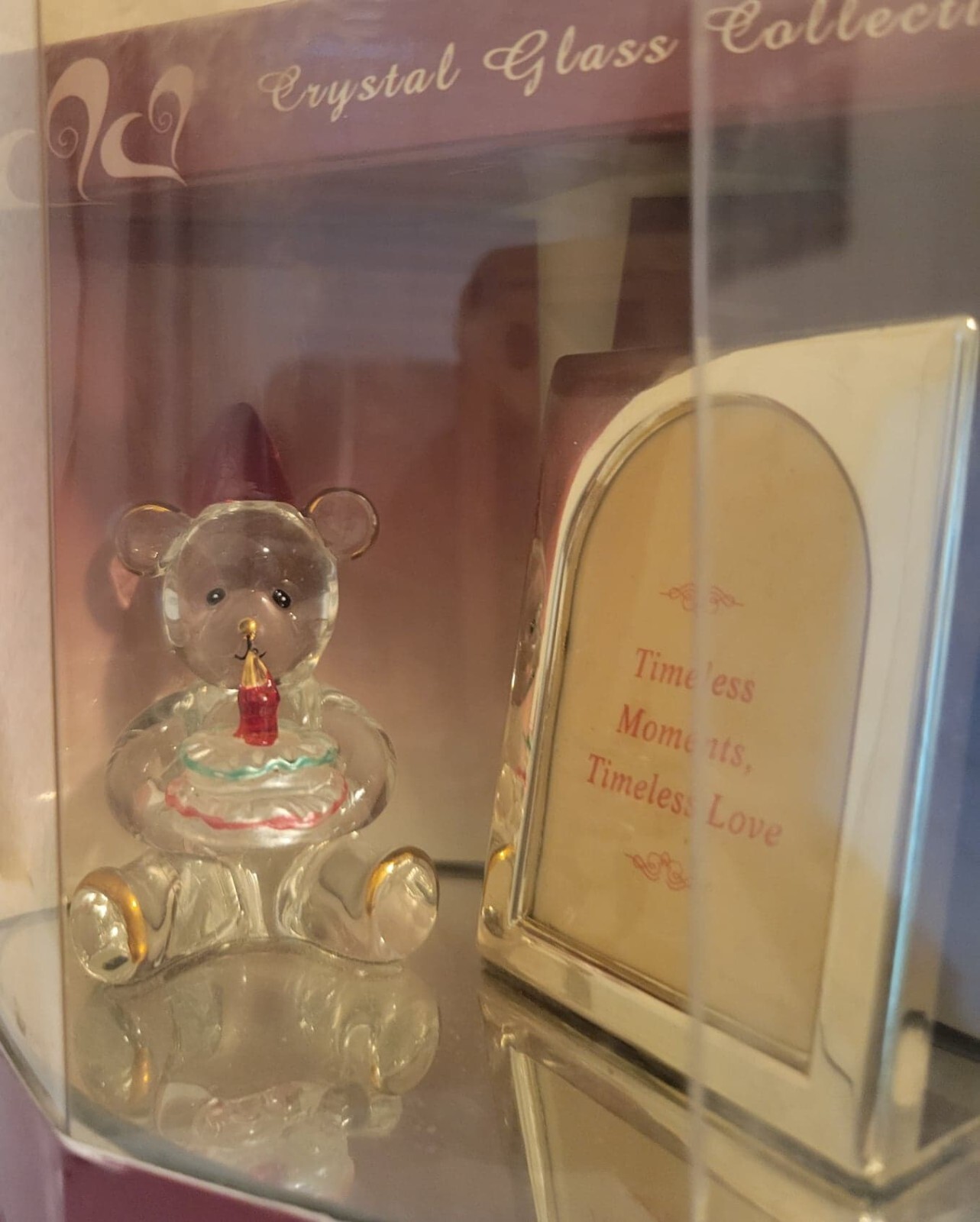 A Special Daughter Orso Di Cristallo In Scatola Con Ricamo Rosa – Scolpito A Mano E Impreziosito Con Oro 22KT – Regalo Emozionale