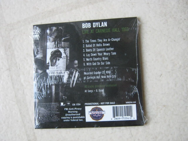 "BOB DYLAN LIVE AT CARNEGIE HALL 1963" NEW/SEALED 2005 PROMOTIONAL CD SAMPLER Foto 2 de 2