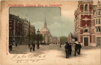 Old postcard AK AMSTERDAM Leidsche Plein en Vondelkerk NETHERLANDS (605166)