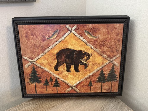 Riggsbee Adirondack Bär Wandkunst gerahmter Hüttenkern 12” x 9” Hölzer - Bild 7 von 20