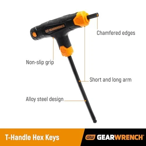 GEARWRENCH 7 Piece Metric T Handle Ball End Hex Key Set Alloy Steel 2.5mm to ... - Image 3 of 4