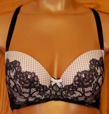 Victoria's Secret Dream Angels Lined Demi White/Black Multiway Molded Cups 32DD