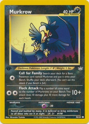 Pokemon Card - Neo Revelation 46/64 - MURKROW (common) **1st Edition** - NM